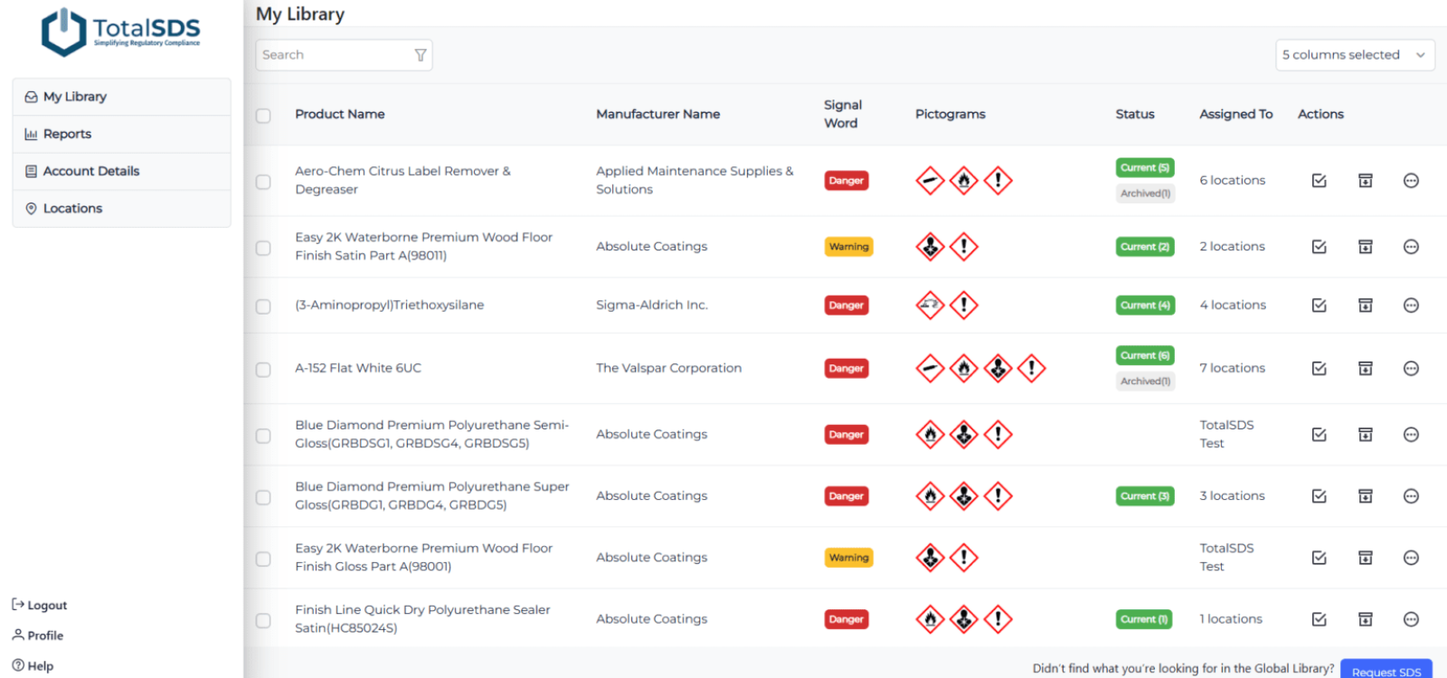 SDS Manager by Enhesa admin screenshot